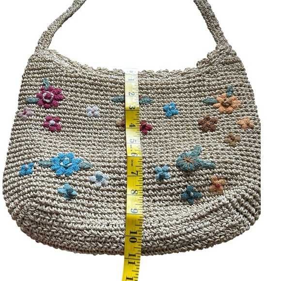 Capelli Straworld Floral Straw Crochet Shoulder Bag Boho Summer Beach Purse - Picture 15 of 16